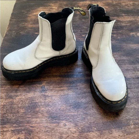 Dr. Martens Shoes - White platform doc martens Chelsea slip on size women’s 8 or mens 7
